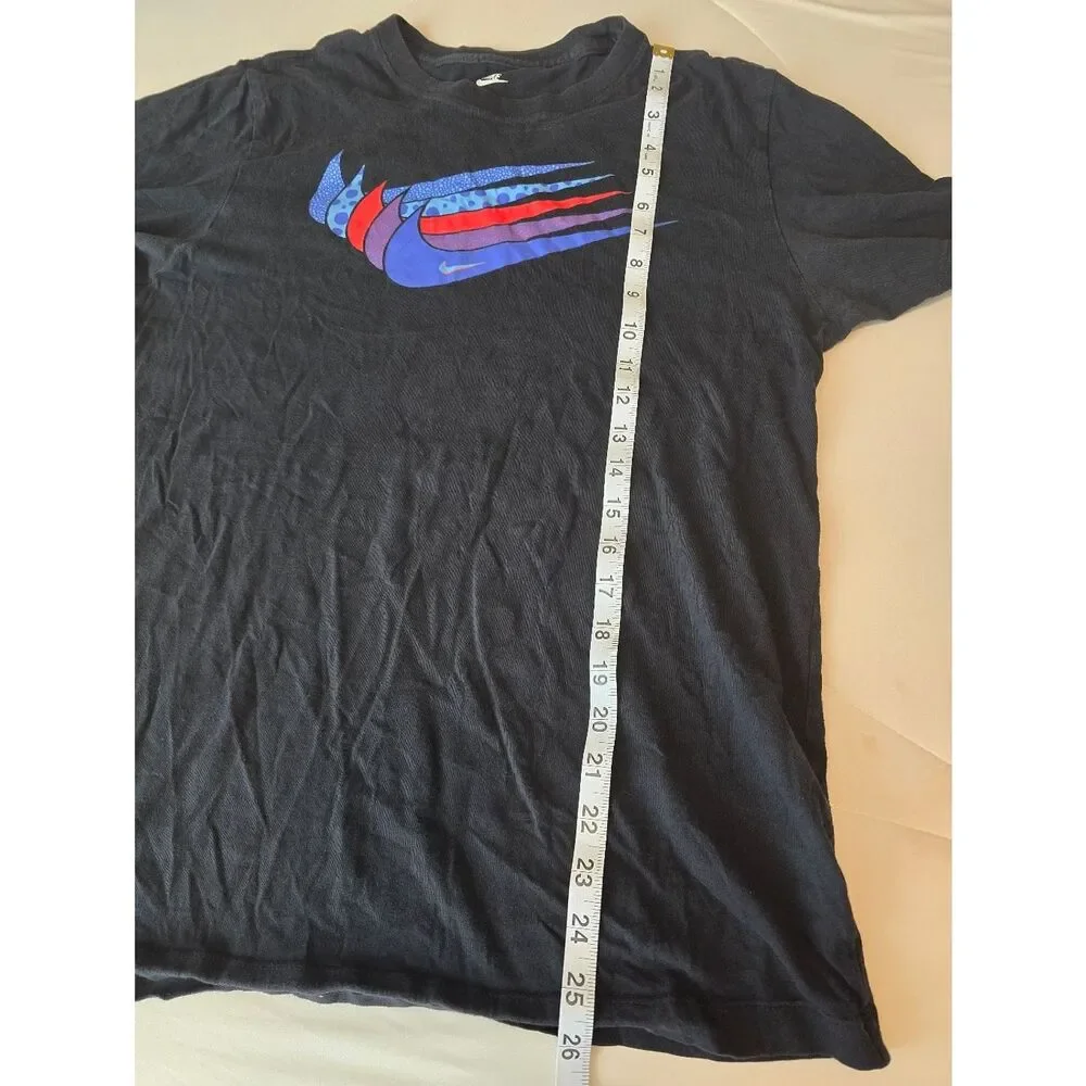 3/$25 Nike Graphic Tee Black Multicolor Swoosh Logo T-Shirt Mens Small
